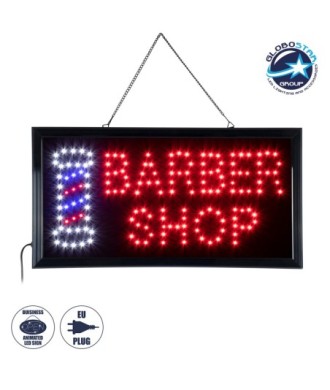 GLOBOSTAR® SIGN 75693 Διακοσμητικό Φωτιστικό Τοίχου Ένδειξης - Σήμανσης "BARBER SHOP" LED 5W 150lm 120° AC 220-240V IP20 Πολύχρωμο - Μαύρο - Μ48 x Π25 x Υ2cm - 2 Χρόνια Εγγύηση